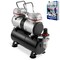 PointZero 1/3 HP Double Piston Airbrush Compressor with Air Tank, Regulator, Gauge and Water Trap - Quiet Professional Pump
